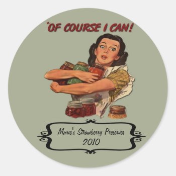 Retro Housewife Canning Label Custom Name And Date by cowboyannie at Zazzle