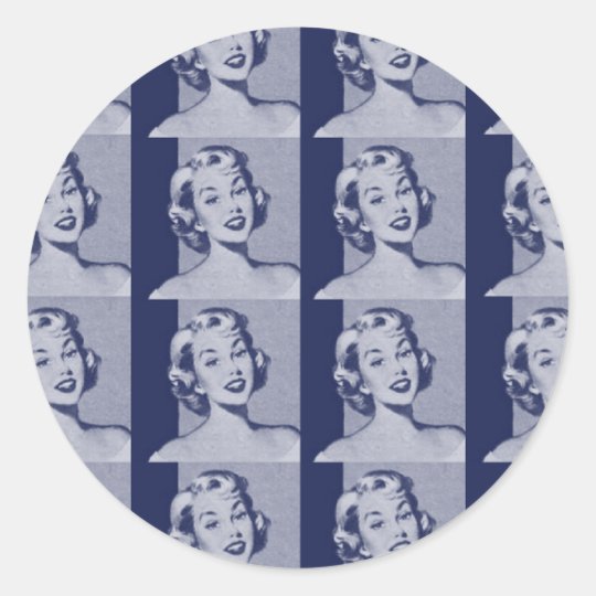 Retro Housewife Classic Round Sticker