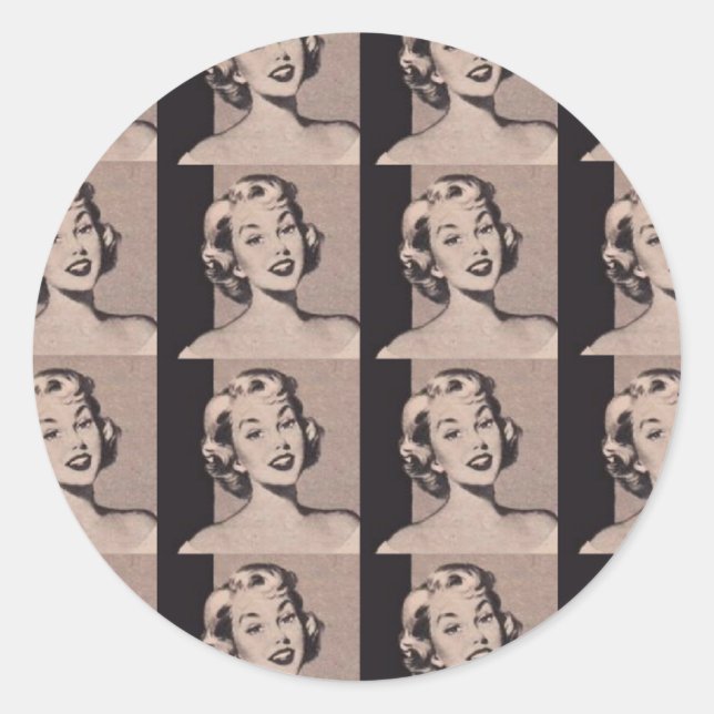 Retro Housewife Classic Round Sticker (Front)