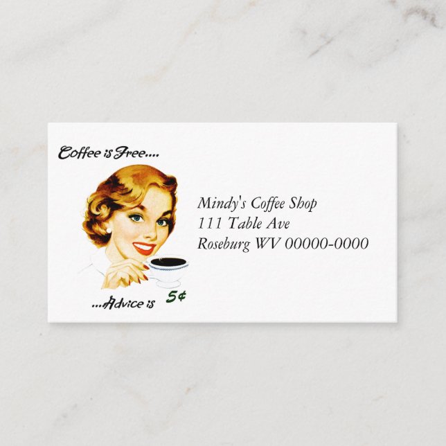 Retro Housewife Coffee and Advice Card (Front)