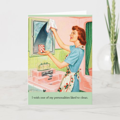 Retro Housewife _ Doesnt Like Cleaning Card