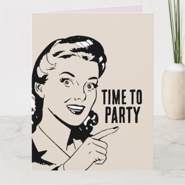 RETRO HOUSEWIFE FUNNY BIRTHDAY GREETING CARD (Front)