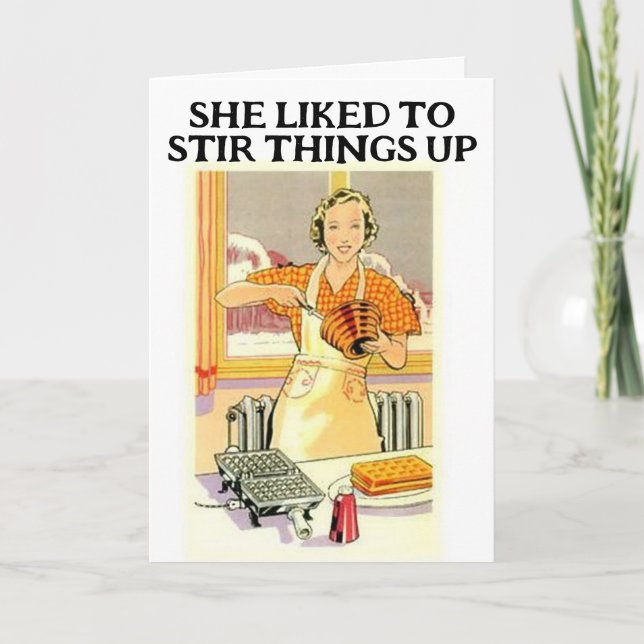 RETRO HOUSEWIFE FUNNY BLANK GREETING CARDS (Front)
