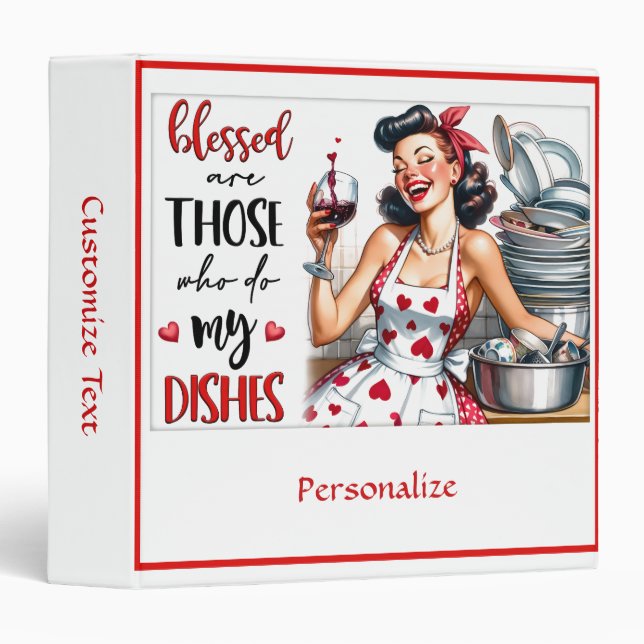 Retro Housewife Funny Kitchen Quote Recipe Cook 3 Ring Binder (Front/Spine)