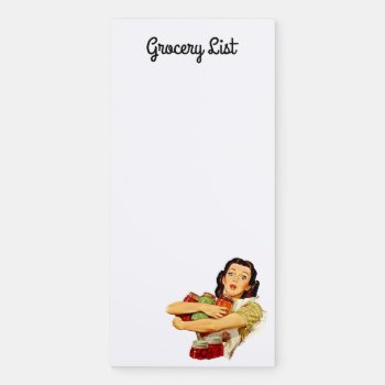 Retro Housewife Grocery List Magnetic Notepad by SugSpc_Invitations at Zazzle