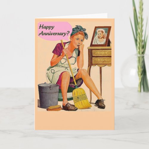 Retro Housewife Happy Anniversary Card