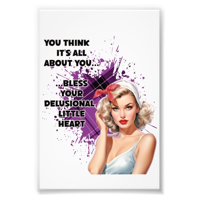 Retro Housewife Humor  Blonde Pin-up Girl Photo Print (Front)