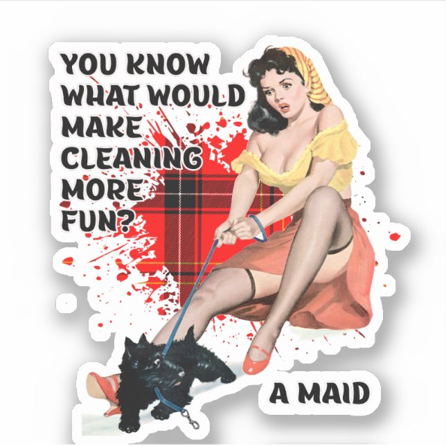 Retro Housewife Humor Pin-up Art Sticker (Front)