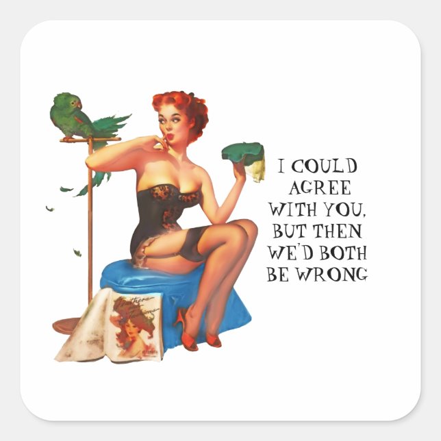 Retro Housewife Humor Pin-up girl Square Sticker (Front)