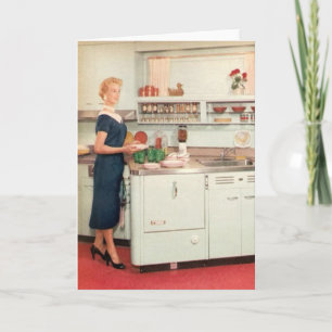 Retro Housewife in Kitchen Card