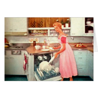 Retro Housewife in Kitchen Cards