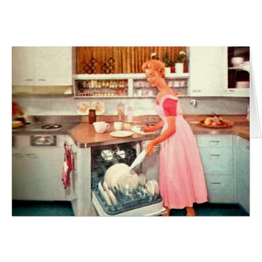 Retro Housewife in Kitchen Cards (Front Horizontal)