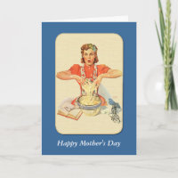 Retro Housewife Mother's Day Card