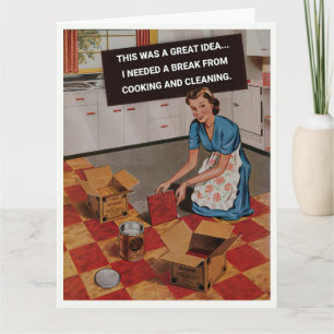 Retro Housewife Needs A Break Card