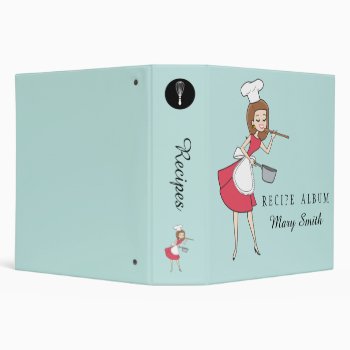 Retro Housewife On Blue Recipe Binder by ShopDesigns at Zazzle