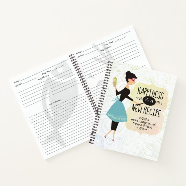 Retro housewife personal cookbook recipe notebook (Inside)