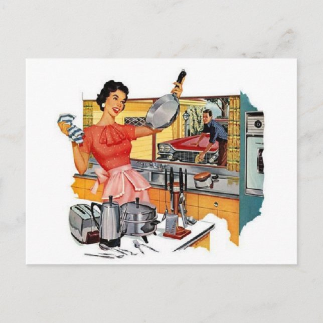 Retro Housewife Postcard (Front)