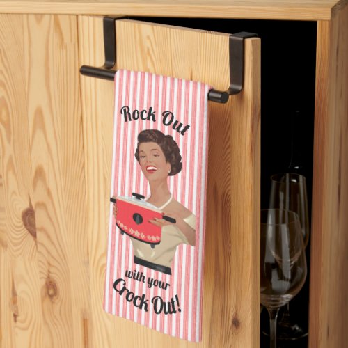 Retro Housewife Rock Out with your Crock Out Kitch Kitchen Towel