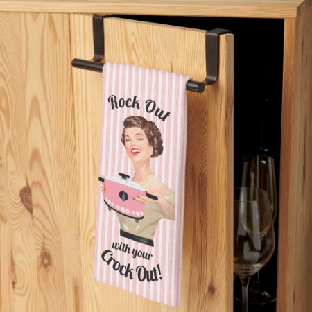 Retro Housewife Rock Out With Your Crock Out Kitchen Towel