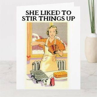 RETRO HOUSEWIFE STIR THINGS UP BIRTHDAY CARDS