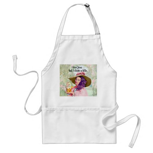 Retro Housewife Sun Hat Cocktail Flowers Adult Apron