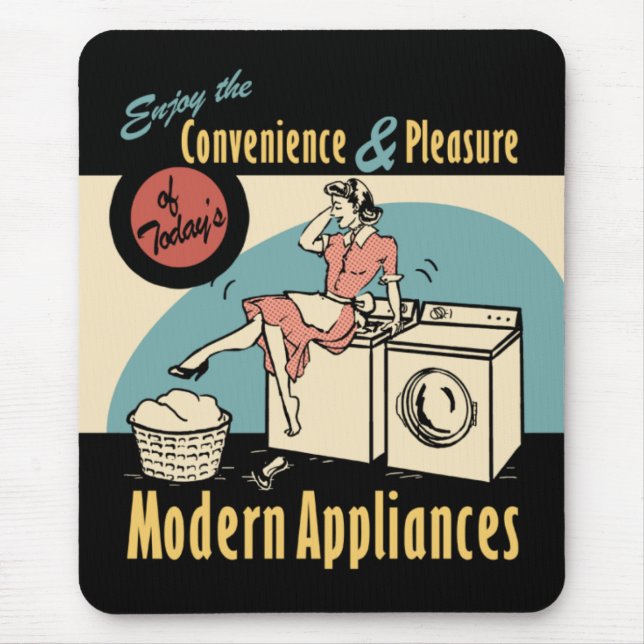 Retro Housewife Washer Dryer Mouse Pad (Front)