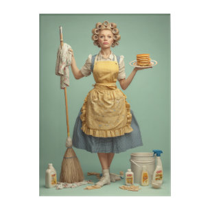 Retro Housewife With Pancakes Acrylic Print