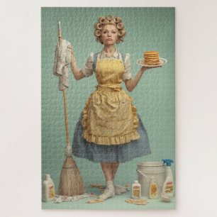 Retro Housewife With Pancakes Jigsaw Puzzle