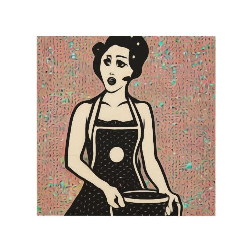 Retro Housewife Wood Wall Art