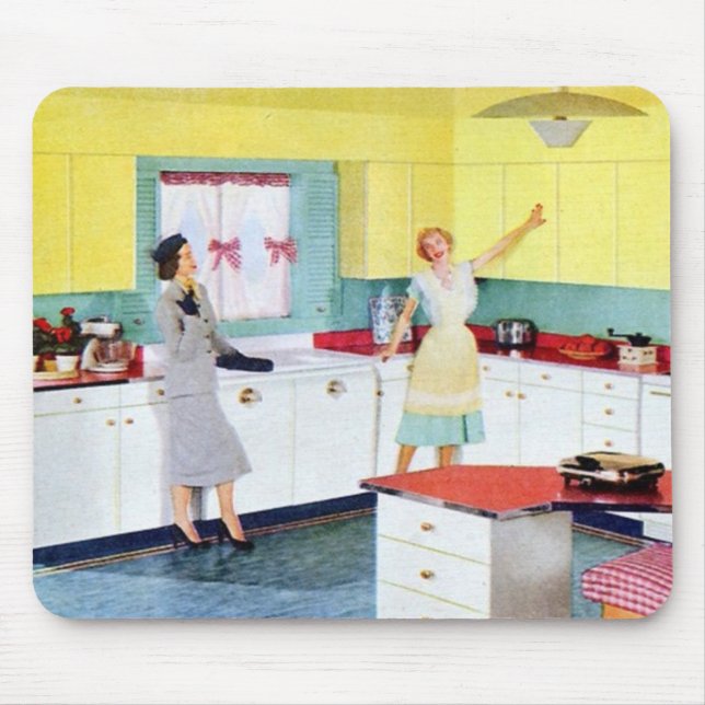Retro Housewives in Kitchen Mouse Pad (Front)
