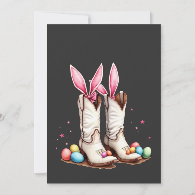 Retro Howdy Easter Funny Cowboy Boots Easter Egg Invitation (Front)