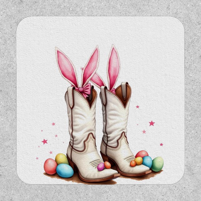 Retro Howdy Easter Funny Cowboy Boots Easter Egg Patch (Front)