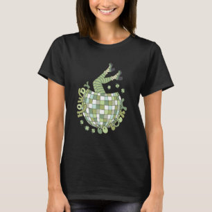 Retro Howdy Go Lucky St Patricks Day Disco Ball Lu T-Shirt