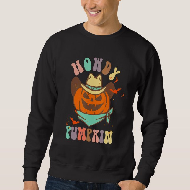 Retro Howdy Pumpkin Fall Autumn Western Halloween  Sweatshirt (Front)
