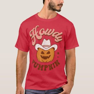Retro Howdy Pumpkin Fall Autumn Western Halloween T-Shirt