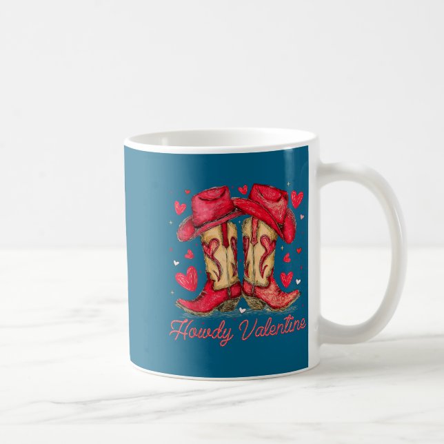 Retro Howdy Valentine Cowboy Boots Western Valenti Coffee Mug (Right)