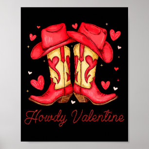 Retro Howdy Valentine Western Valentines Day Cowbo Poster
