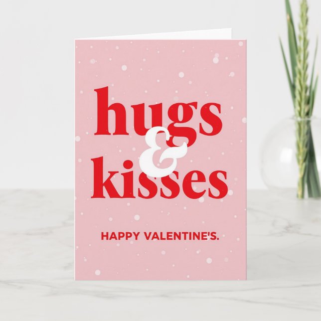 Retro Hugs Kisses Valentine Card (Front)