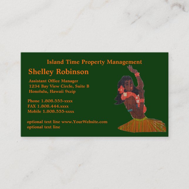 Retro Hula Girl Business Card (Front)