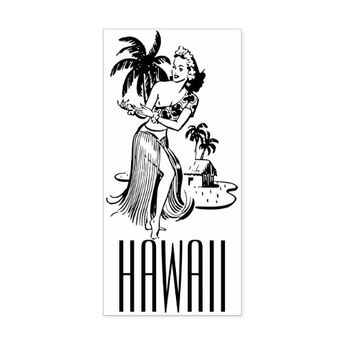 Retro Hula girl Rubber Stamp