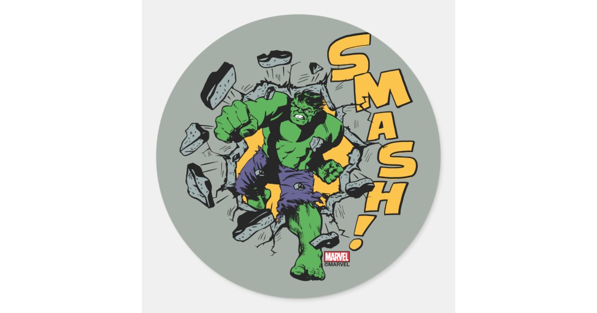 Retro Hulk Smash! Classic Round Sticker | Zazzle