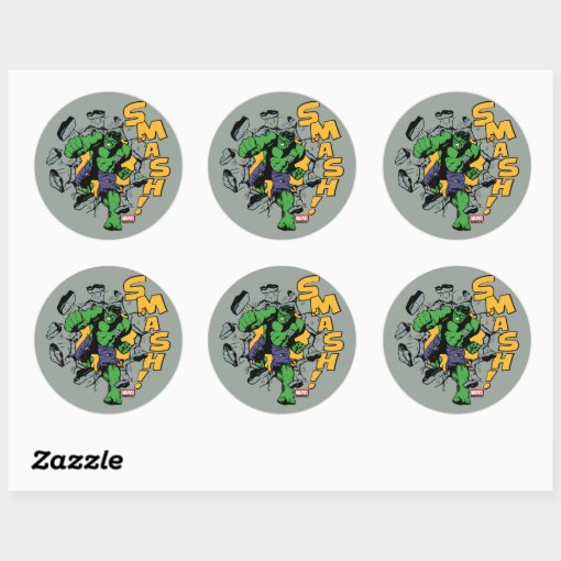 Retro Hulk Smash! Classic Round Sticker | Zazzle