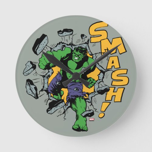 Retro Hulk Smash Round Clock