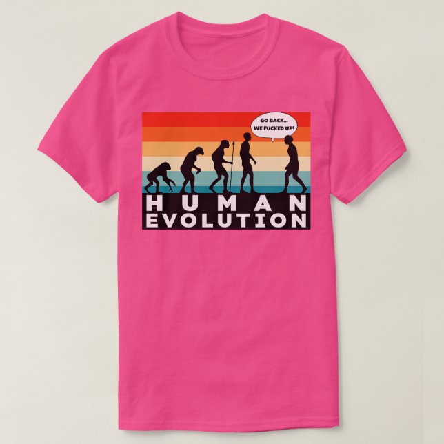 Retro Human Evolution T-Shirt (Design Front)
