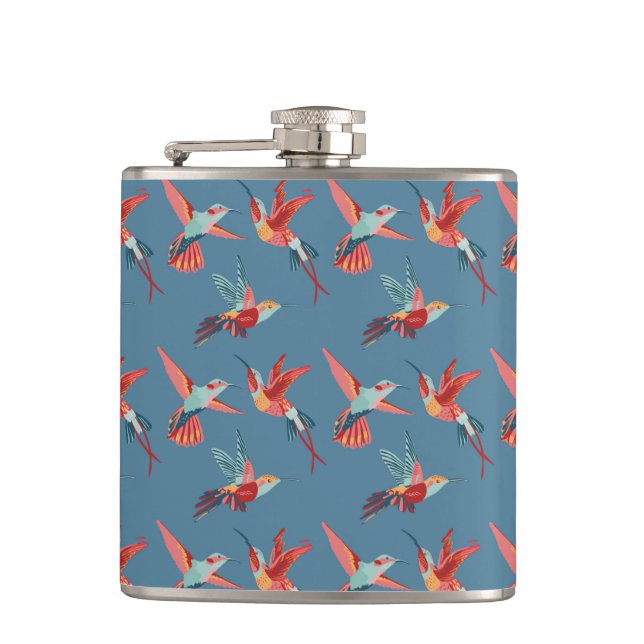 Retro Hummingbird Pattern Flask (Front)