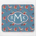 Retro Hummingbird Pattern | Monogram Mouse Pad