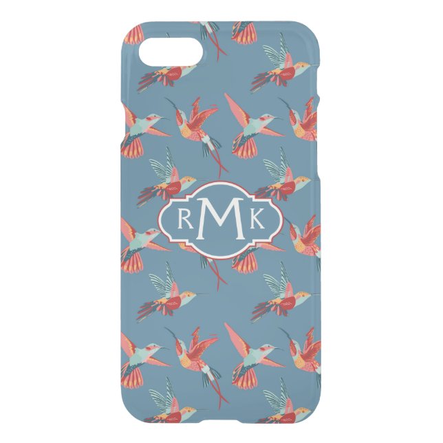 Retro Hummingbird Pattern | Monogram Uncommon iPhone Case (Back)