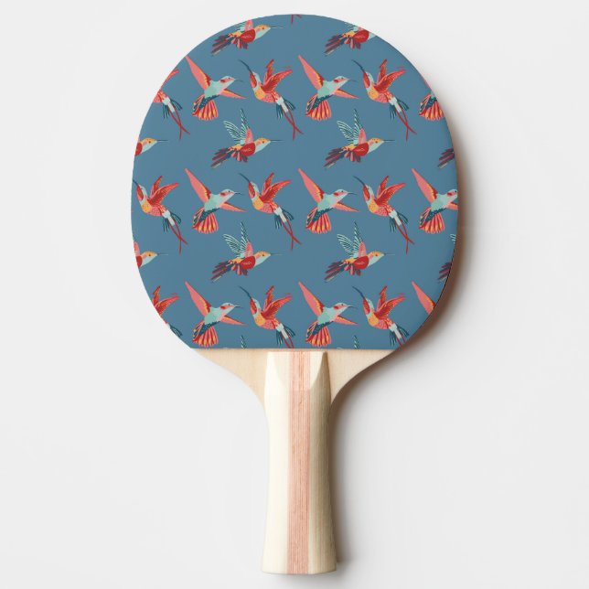 Retro Hummingbird Pattern Ping Pong Paddle (Front)