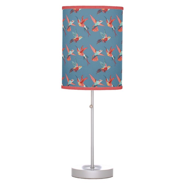 Retro Hummingbird Pattern Table Lamp (Front)