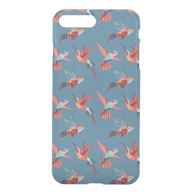 Retro Hummingbird Pattern Uncommon iPhone Case (Back)